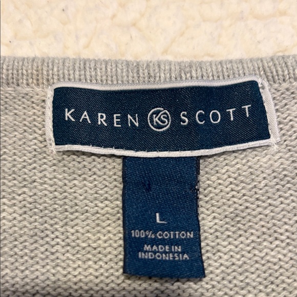 Karen Scott Light Gray Knit Cotton Sweater - Picture 6 of 7